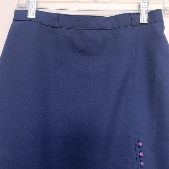 VINTAGE Niki blue High waisted pencil skirt button slit sz S/M - Picture 2 of 11